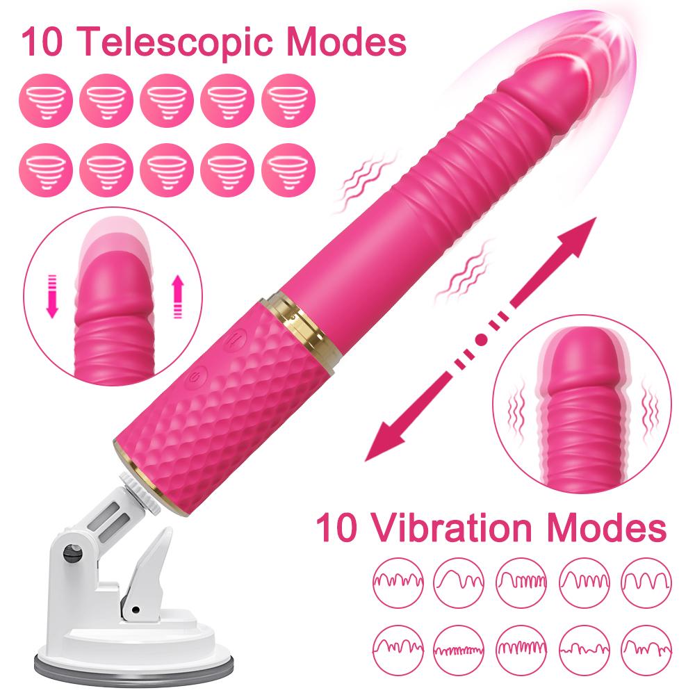 Teleskop-Dildo-Vibratoren für Frauen, G-Punkt, stoßend, einziehbar, vaginal, Sexspielzeug für Erwachsene, weibliche Masturbation, automatisch