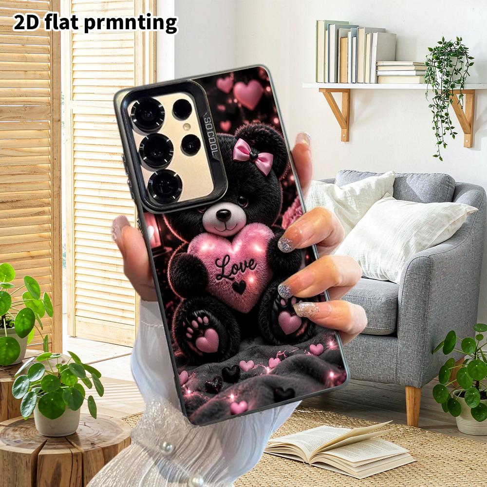 Phone Case: 2D Flat Samsung Galaxy A34 A35 M05 M06 S20 S22 S21 FE Plus 5G Protective Case, Couple Style, Heart Bear, Christmas and Halloween Gift