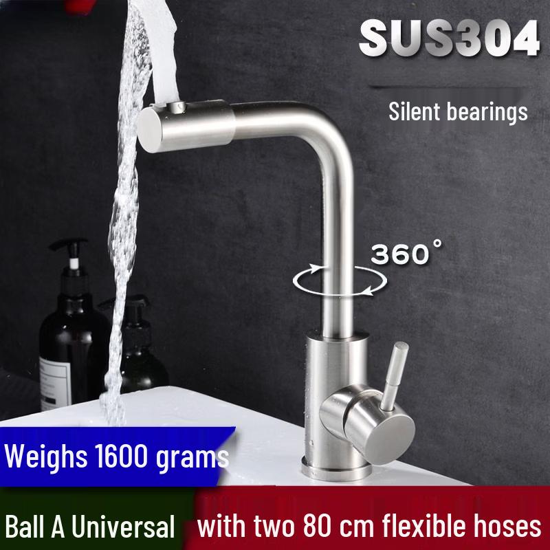

304 Stainless Steel Hot & Cold Kitchen Faucet with Swivel Spout