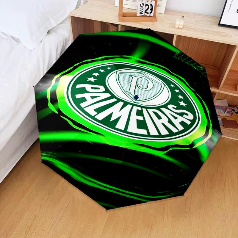 1PC Green And White Passion Printed Umbrella Folding Umbrella, Automatic Umbrella 8-Frame for Travel, Camping Fan Gifts Christmas Gifts