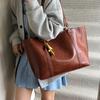 Vintage Large Capacity Tote Bag Women Retro Pu Leather Shoulder Bag Coffee Brown Black Handbag Ladies Commute Laptop Bag Travel