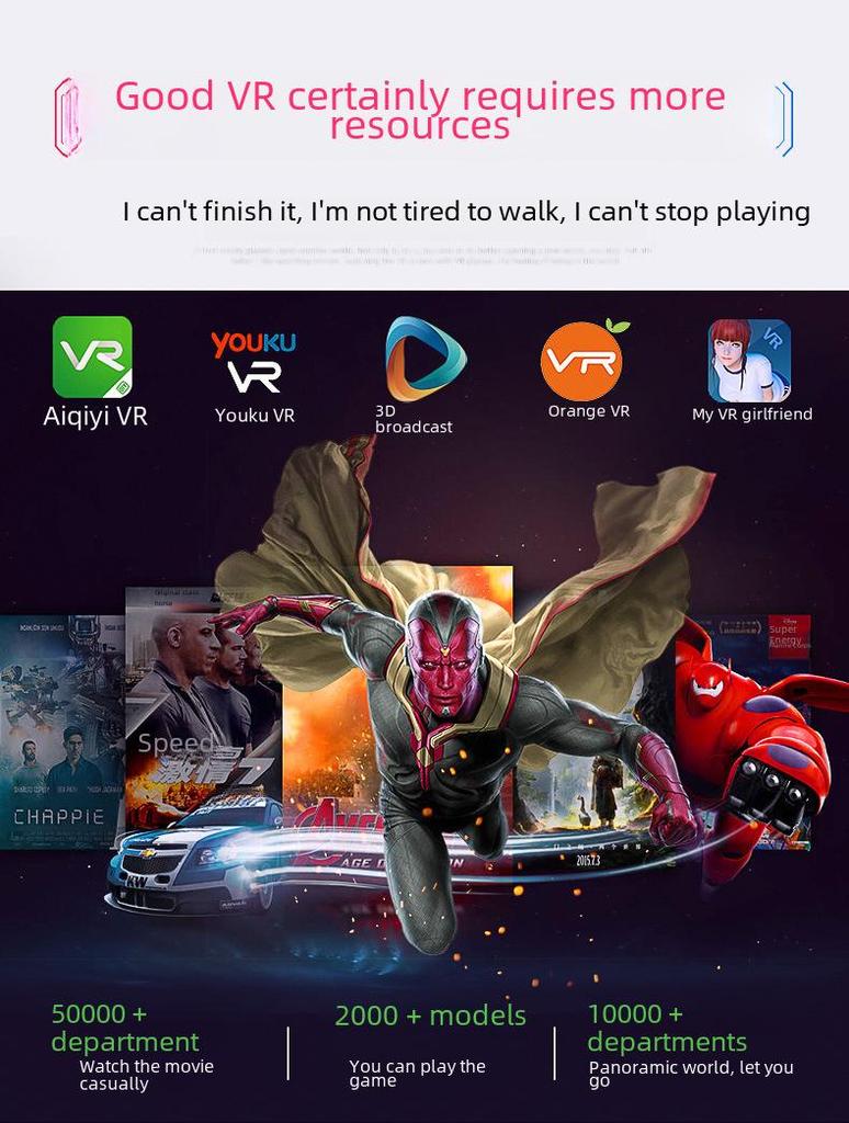 Intelligente 3D-VR-Brille: Panorama-Videohelm für Filme und Spiele