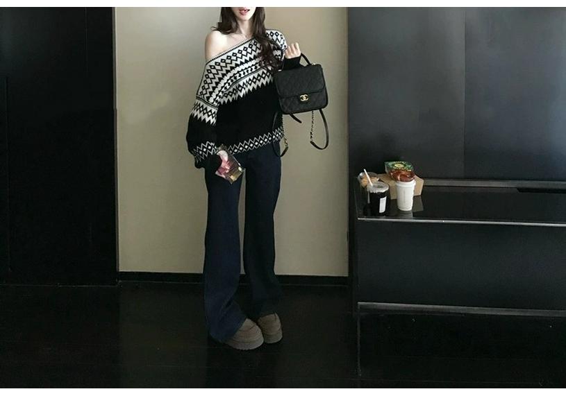 2026 Autumn/Winter French Chic Jacquard Sweater - Soft, Stylish, and Elegant for Women