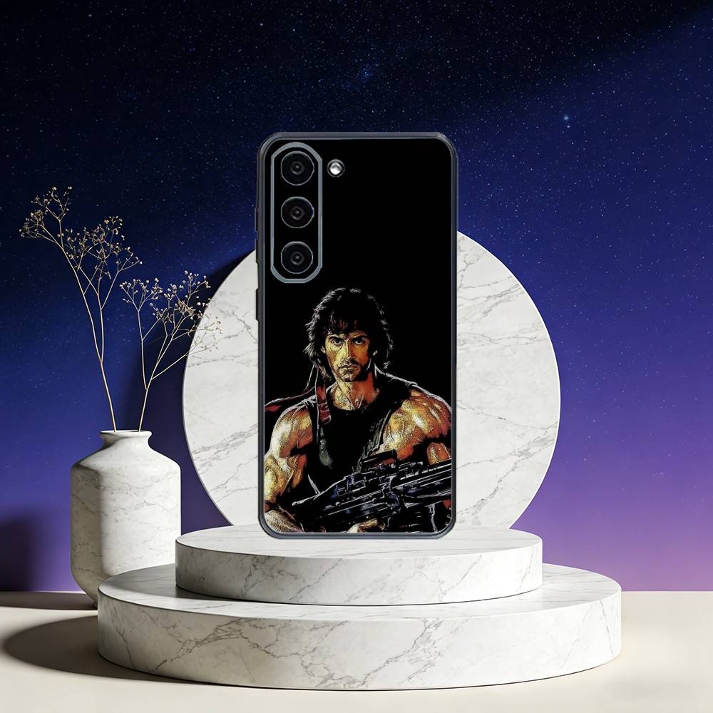 J-John Rambo Cool Phone Case For Samsung Galaxy A73,A72,A71,A70,A53,A52,A51,Others Soft Black Cover