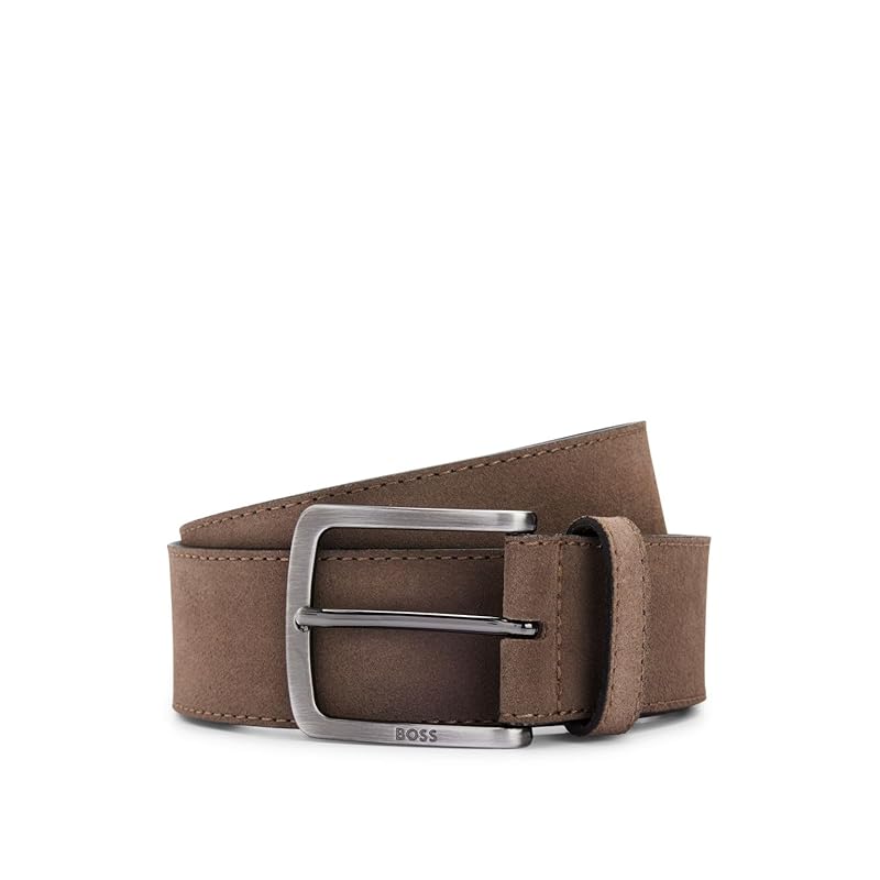 

[BOSS] [boss] logo buckle suede belt men s 90 brown
