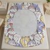 3pcs Fitted Sheet Set Cute Cat Faces Pattern Print Wrinkle Resistant Bed Sheet With Pillowcases For Bedroom Decor