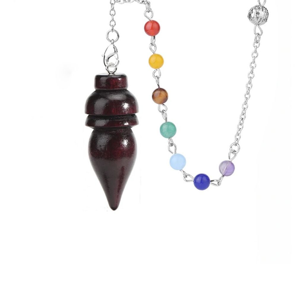 Wooden Reiki Pendulum Pendant Amulet Reiki Spiritual Pendulo Portable Round Cone Pattern