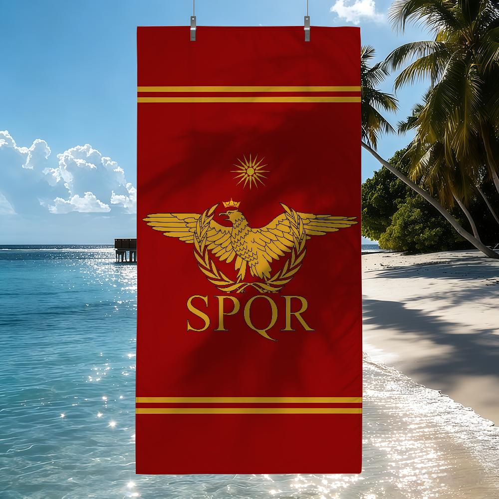 

SPQR Золотой орел ветвь оливы стрела Быстросохнущие пляжные полотенца подходят для бассейнов, кемпинга, йоги и спортзала W30*H60(CM)
