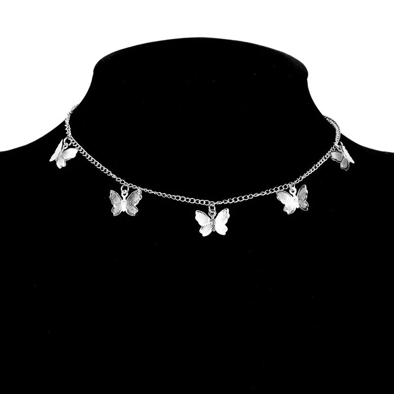 LATS Nouveau Collier Papillon Brillant pour Dames Exquis Double Couche Chaîne de Clavicule Collier Bijoux pour Dames Cadeau