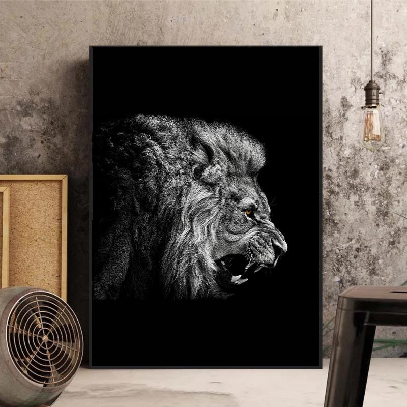 Modern Abstract Animal Lion Bear Leopard Deer Posters and Prints Canvas Painting Wall Art Wild Animals Pictures for Living Home Decor
