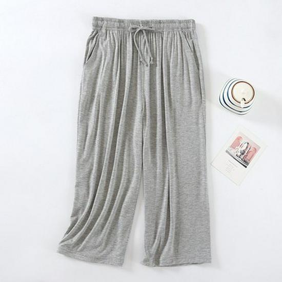 Men's Casual Modal Cropped Pants - Comfortable for Outdoor, Pajama, or Home Wear - Loose Fit for Spring and Summer.