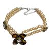 Artisanal Leopard Inspired Heart Jewelry Acrylic Pearls Chain Contemporary Design For Fashion Forward Women