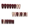 Luxuriöses weinrotes Set künstlicher Nägel - 24 mittellange Ballerina-Nägel mit metallischem Spiegel French Nail Art Aufklebern.