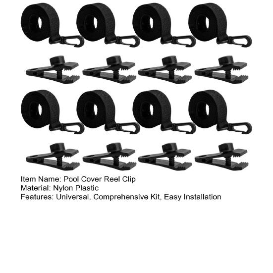 Pool Cover Reel Attachment Kit Universal Pool Solar Cover Straps Clips Adjustable Solar Blanket Fastening Kit with Straps Clips Fasteners