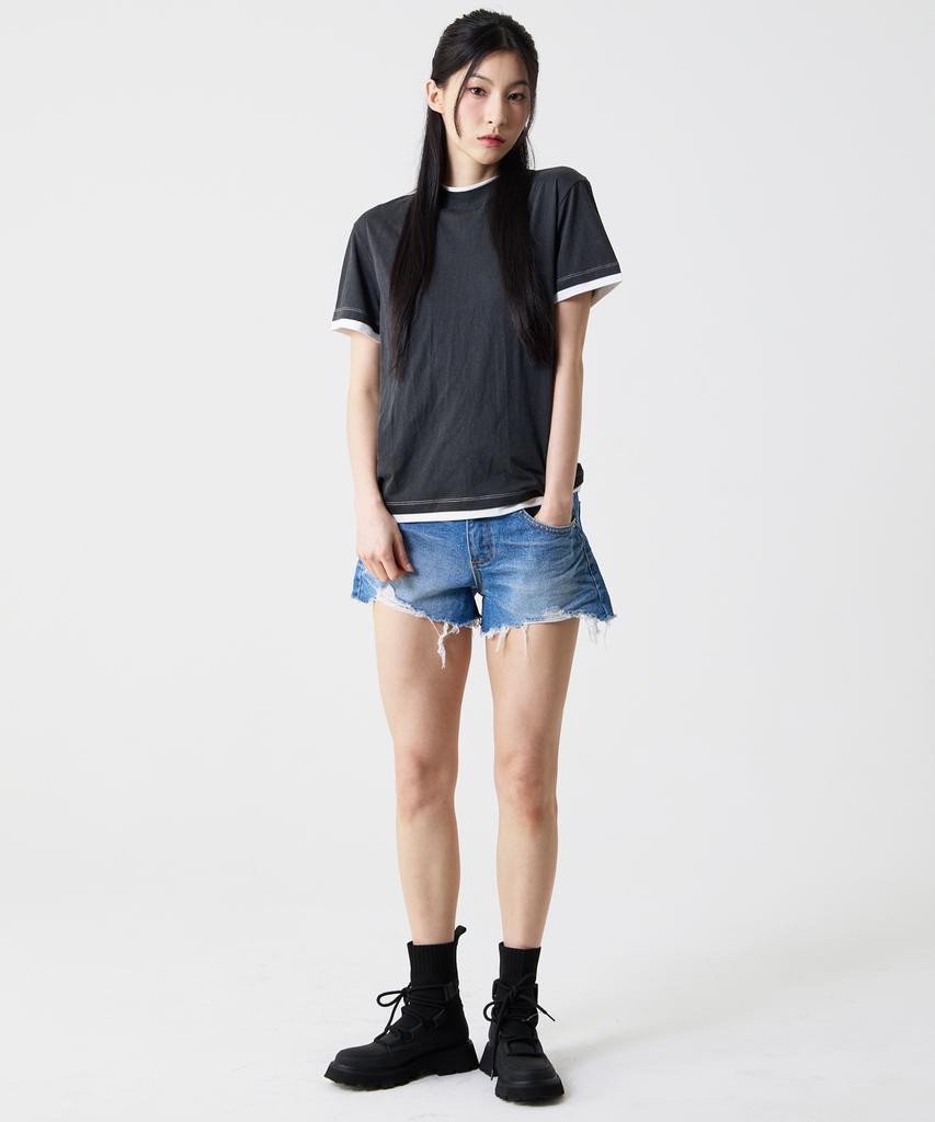 UNKNOWN PLANET Vintage Damaged Cutoff Shorts Blue