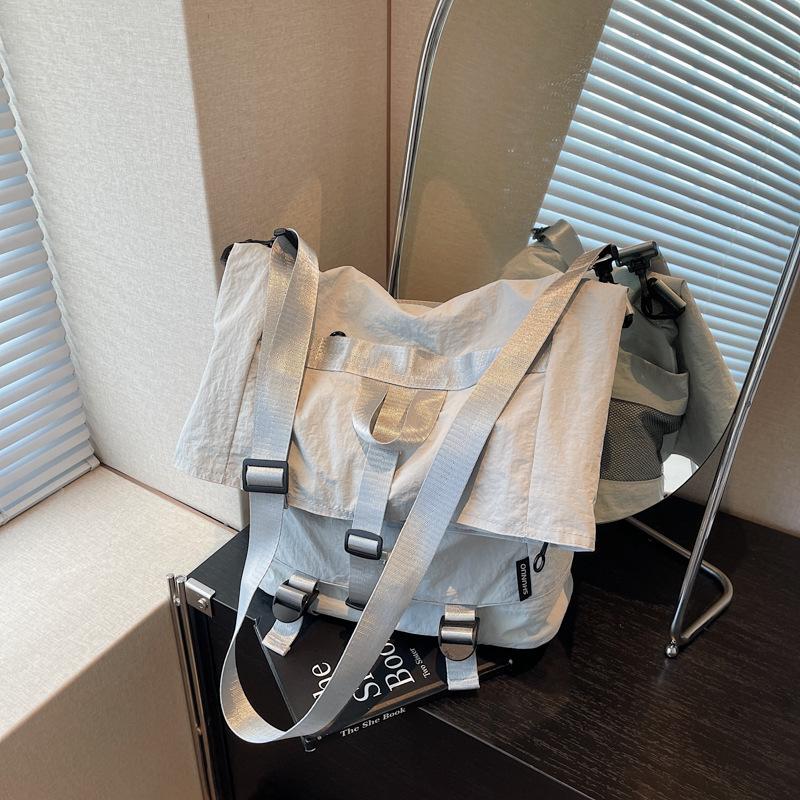 Nylon Bag Women's Large Capacity Multi-Use Shoulder Bag Student Crossbody Bag Solid Color Backpack