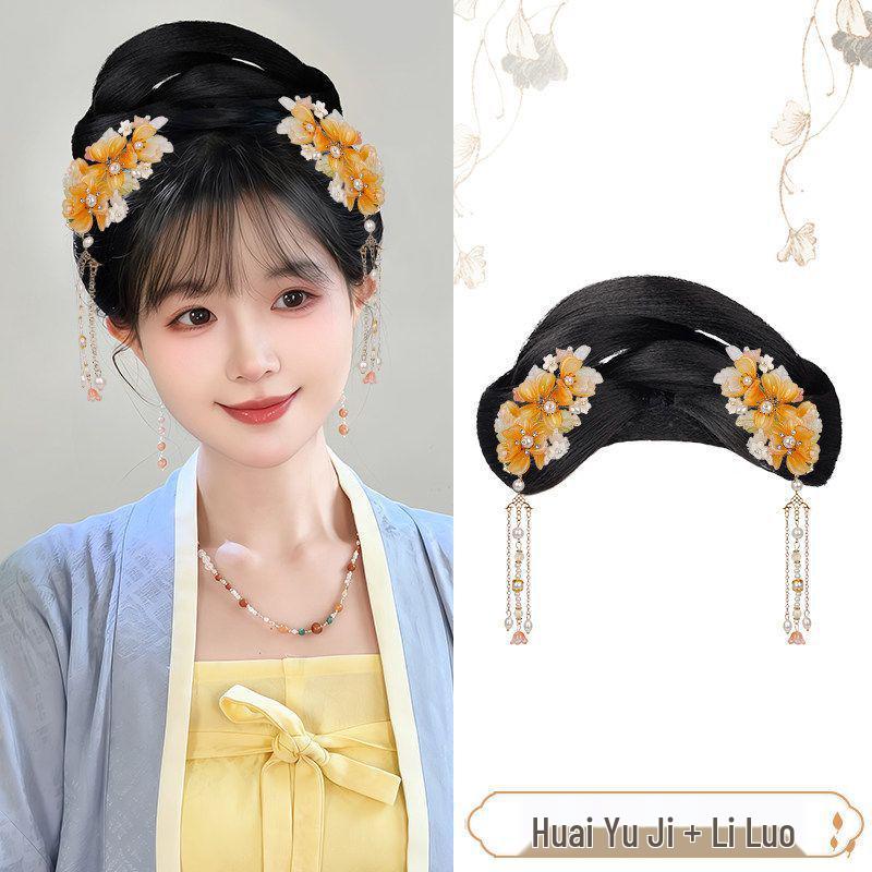 Ming Dynasty Hanfu Clip-in Hair Bun: Silk Wig for Ancient Costume Hairstyles