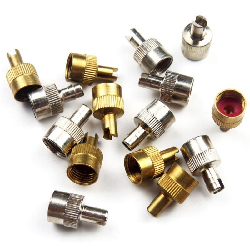 30pcs Slotted Head Valve Stem Caps with Core Remover Tool for Car Motorcycle Silver, Copper Universal