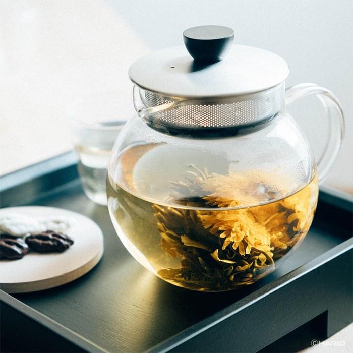 HARIO Jumping Leaf Pot S 600ml Heat-Resistant Glass Teapot JPS-60-HSV Silver 600mL