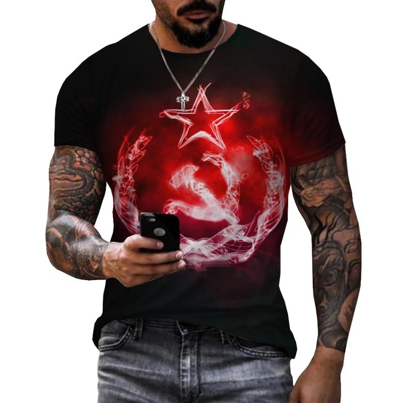 Russia Flag National Emblem Pattern 3D Printed T-Shirts Summer Casual Round Neck Loose Short Sleeve Men's T-shirts