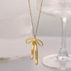 Retro Large Bow Necklace & 18K Gold-Plated Earrings Set