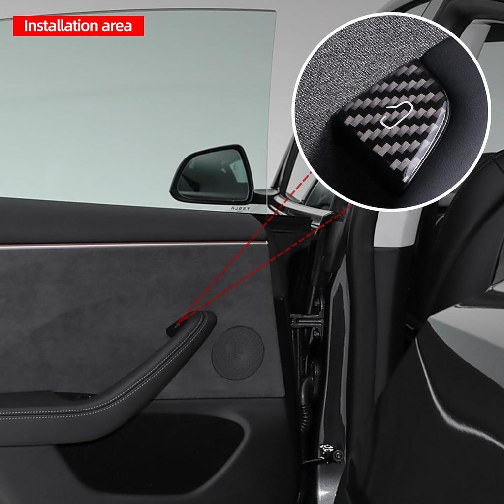 Button Stickers for Tesla Model 3 Highland Model Y Juniper 2026 2025 Carbon Fiber Door Lock Switch Trim Interior Accessories