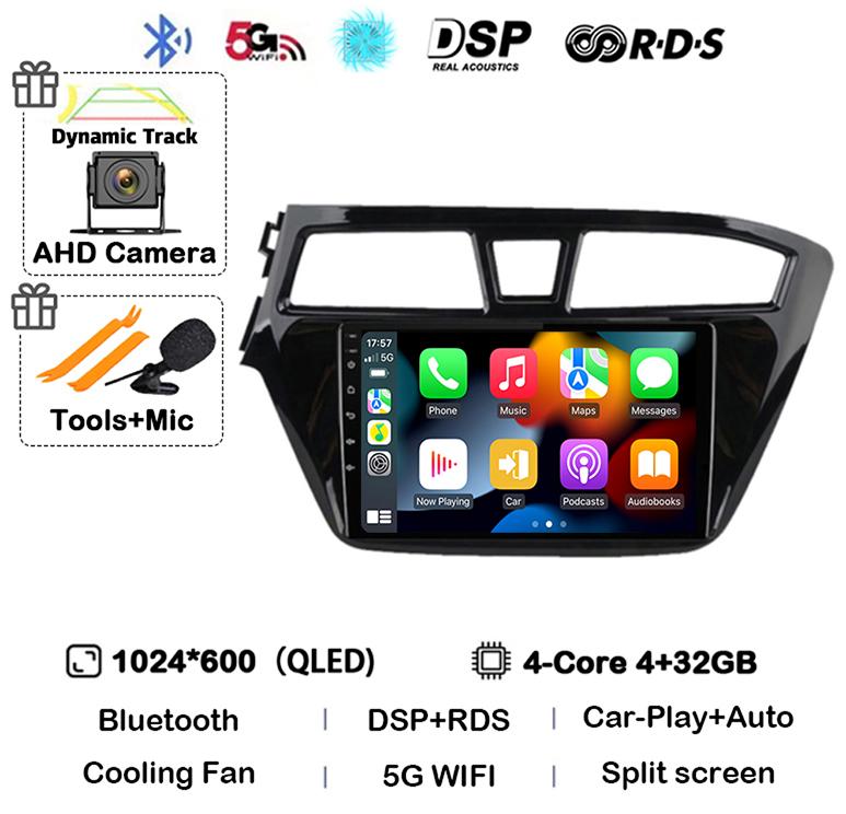 

Android 14 Carplay Auto WIFI+4G For Hyundai I20 LHD 2015 2016 2017 2018 Car Radio Car Multimedia Player Stereo GPS NO 2 Din DVD