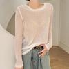 DONLAONE Sheer Summer Knit Long Loose Openwork Solid Fall Women's Sweater, Sheer, See-Through, Sleeves, Fit, Knit, Lightweight, Layering, Color,