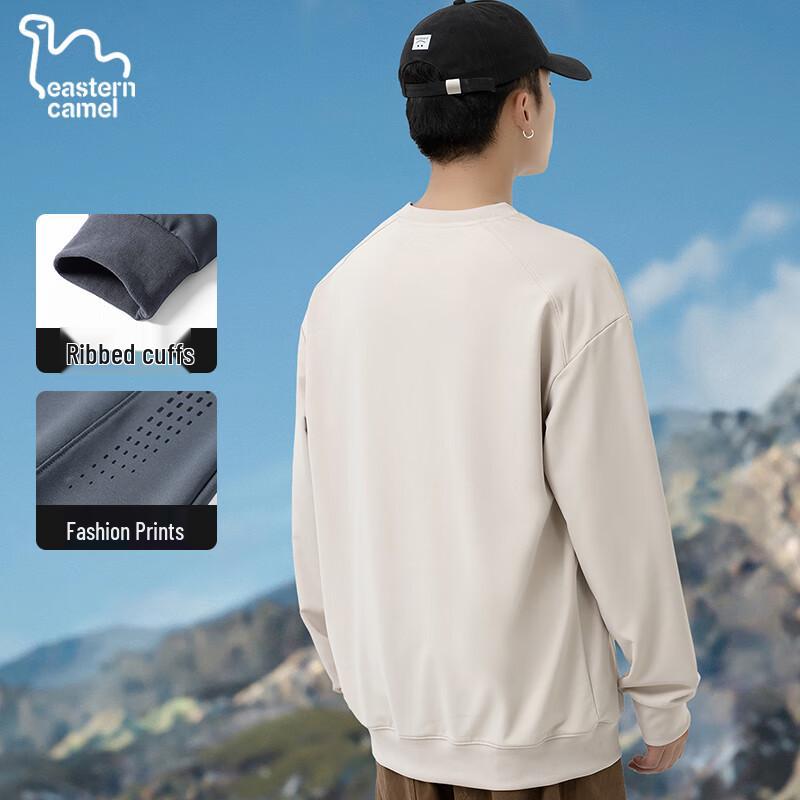 EASTERN CAMEL Pánské ležérní tričko s dlouhým rukávem a kulatým výstřihem