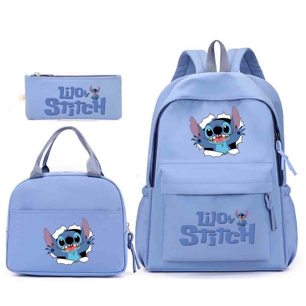 Large Capacity Schoolbag with Shoulder Strap; Student Three-piece Pencil Case Set
