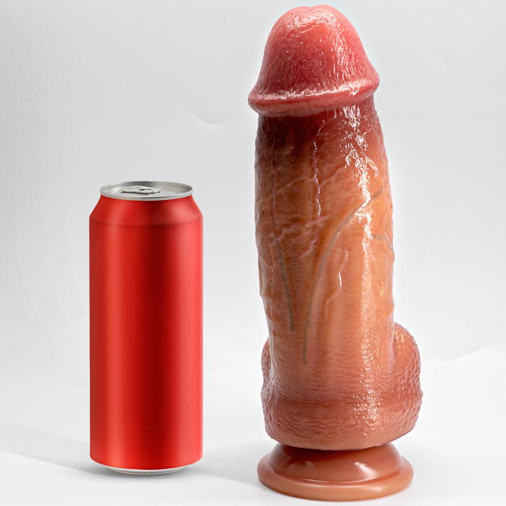 Big Old Man Super Thick Long Double Layer Liquid Silicone Dildo Fake Cock Penis Big Penis for Men and Women Masturbation Sex Toys