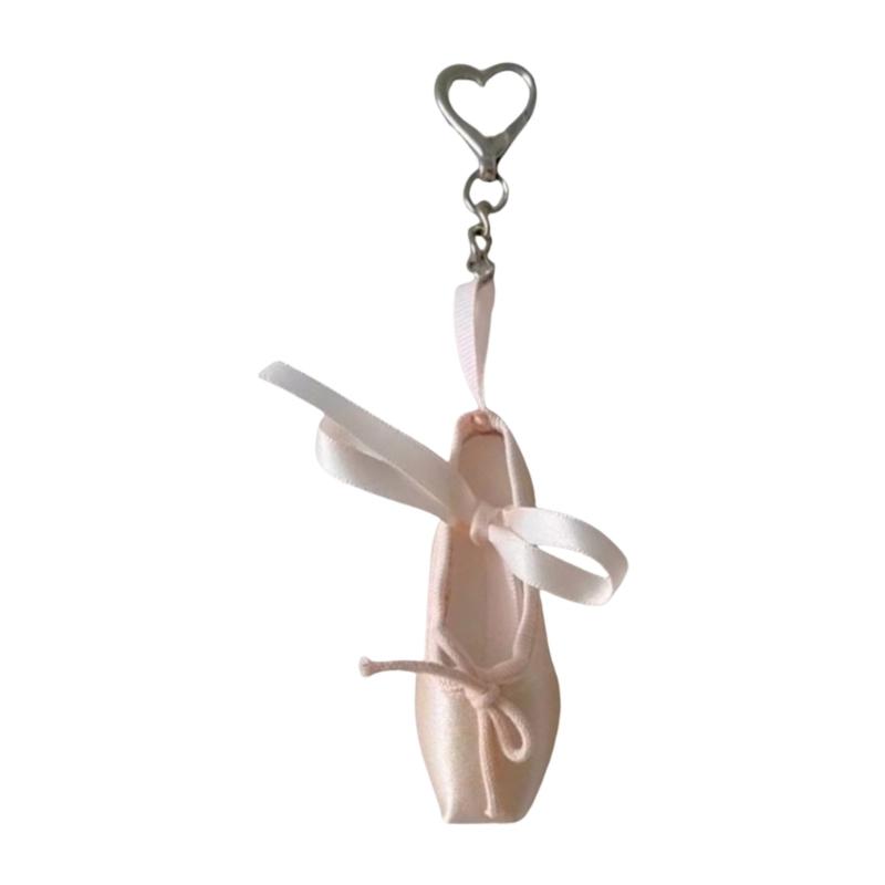 

Handcrafted Mini Ballet Shoe Keychain Creative Ribbon Wallet Hanging Ornament for Artistic Decoration Daily Item рожевий