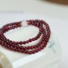 Natural Three-ring Garnet Bracelet for Women, Crystal Hetian Jade Bracelet, Gift, Light Luxury, Niche, Simple and Versatile Jewelry