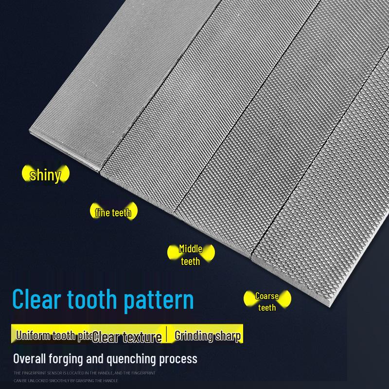 Handleless Carbon Steel Flat File - Coarse, Medium & Fine Teeth Metal Polishing Tool