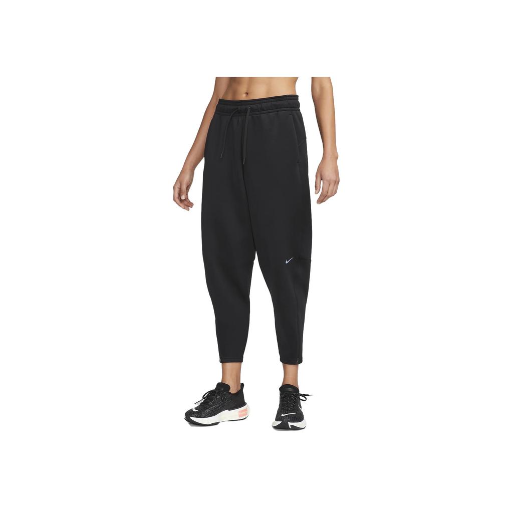 Nike Einfarbige Strick-Sporthose mit Kordelzug und hohem Bund für Damen, Hose Schwarz FB5429-010