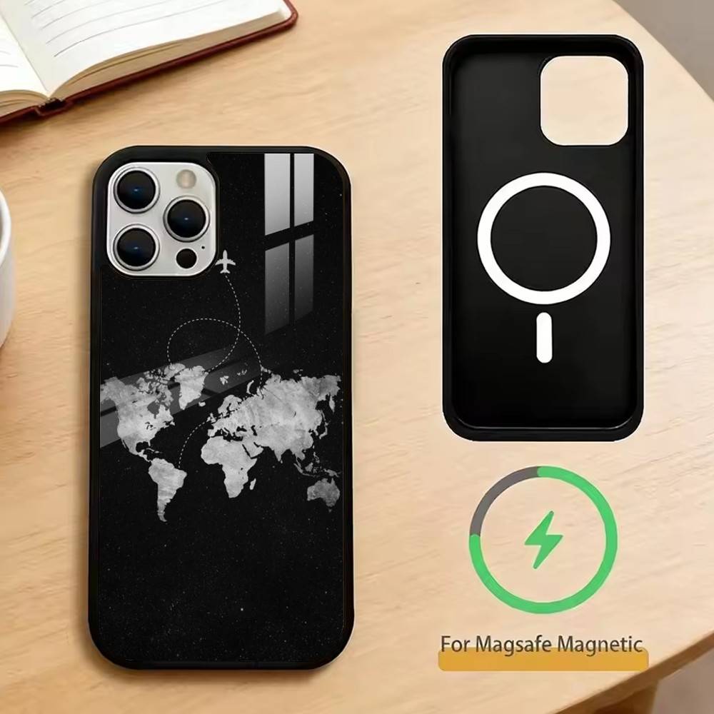 Travel-Inspired Airplane Route Phone Case For iPhone17,16,15,14,13,12,11 Plus,Pro Magnetic with Magsafe Wireless Charging