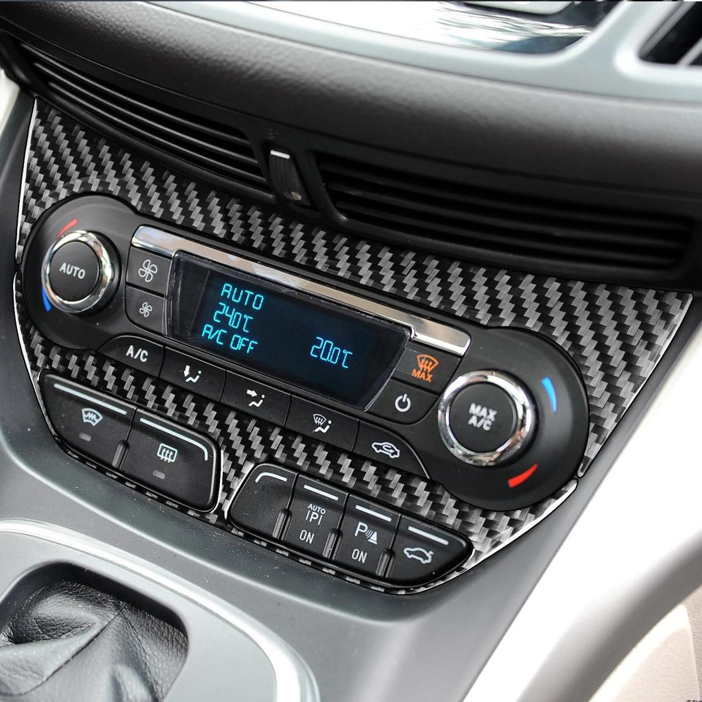 Carbon Fiber For Ford Escape Kuga 2013 2014 2015 2016 Accessories Car Interior Automatic Climate Control Panel Trim Sticker
