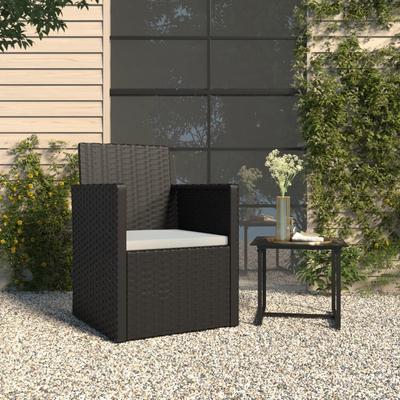 Vidaxl Garden Armchair With Cushion, Black, Poly Rattan