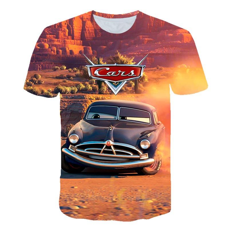2024 new sports, short sleeves, animation, racing story 3D digital printing children's T-shirt