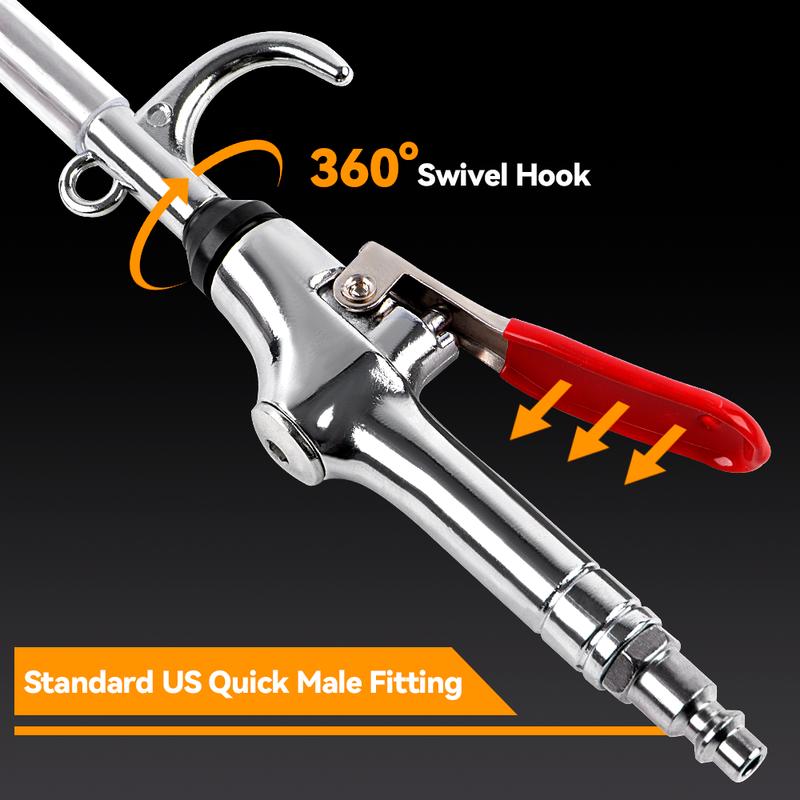 44-64CM Pistola ad Aria Compressa Industriale Estensibile Ugello Flusso d'Aria Estensibile in Acciaio Inossidabile Soffiatore d'Aria Pneumatico per Polvere d'Aria Rotazione a 360°
