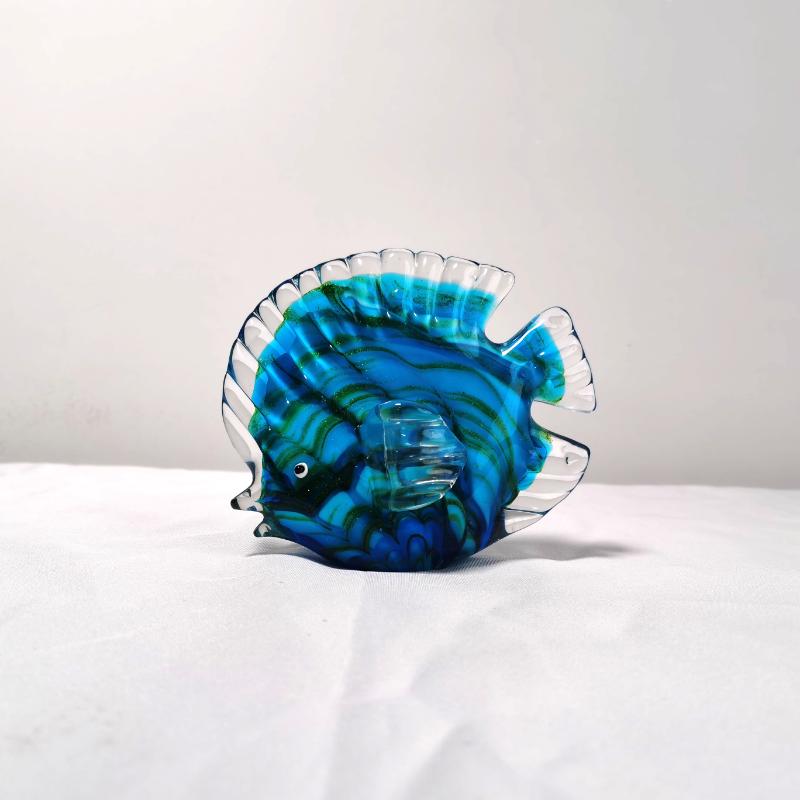 Mehrfarbig gefleckter tropischer Fisch, zarte Glasskulptur, edle Heimdekoration, Glasfisch, exquisite Zimmer- und Heimdekoration, Kunsthandwerk