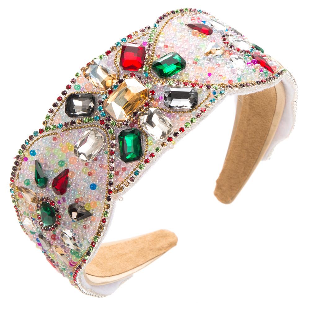 

French Fashion Retro Baroque Full Diamond Headband Female Temperament Palace Style Wide-Brimmed Dinner Hair Accessories