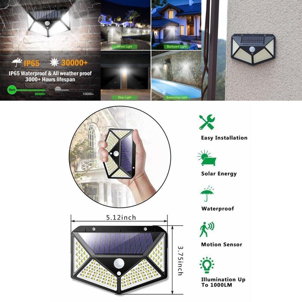 Langlebige und wasserdichte 100 LED Solarleuchten Gartenwandleuchte mit intelligentem Bewegungssensor