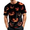 Men's Casual Short Sleeve T-Shirt Lightweight Breathable Fabric Crew Neck Halloween Pumpkin Print Comfortable Fit