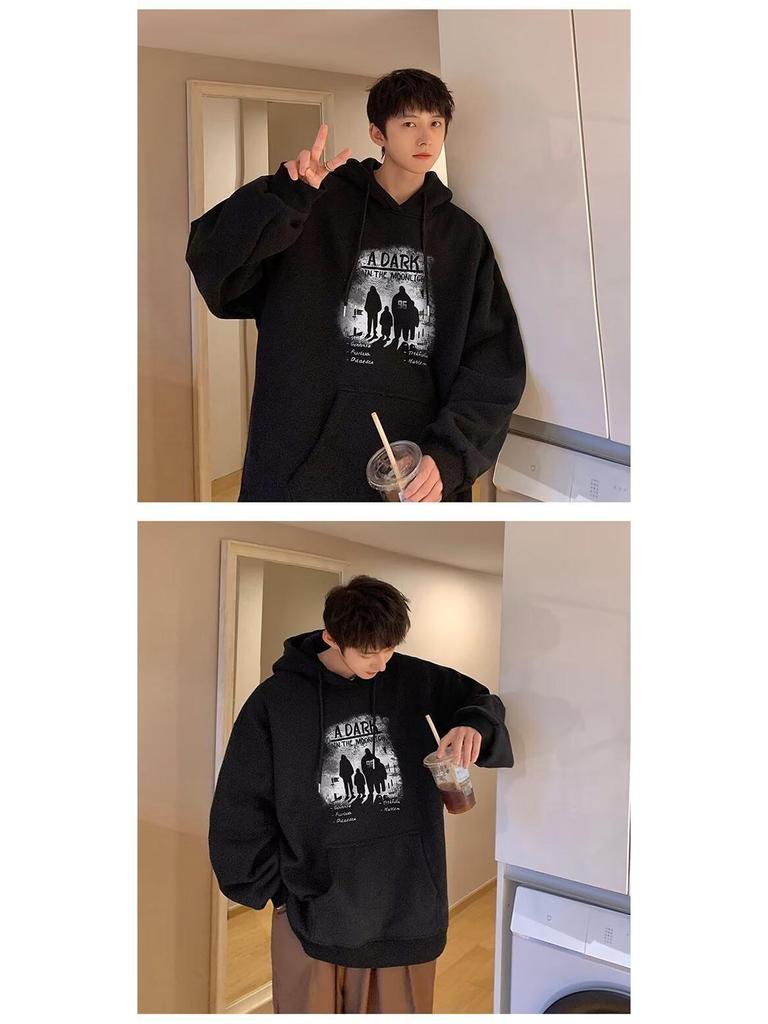 Men's Trendy Ins-Style Loose Hooded Sweatshirt, Letter Print, Versatile Jacket for Spring/Autumn 2024 Arrival.