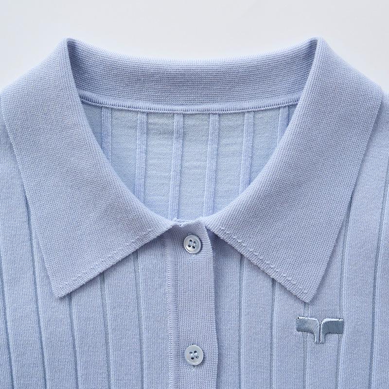 Northern Deer Women's 100% Wool Polo Collar Ribbed Knitwear Long Sleeve 26322