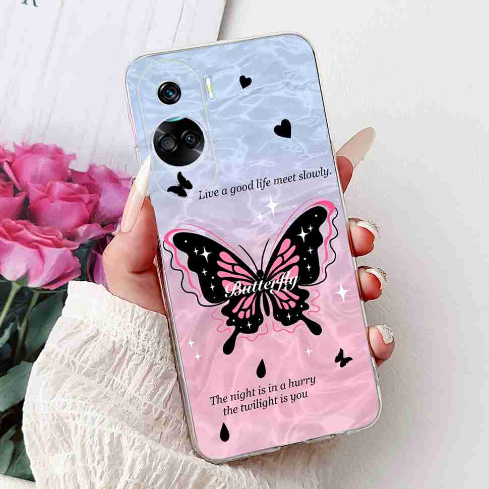 For Huawei Honor 90 Lite Case New Painted Flowers Soft Silicone TPU Cover For Honor 90 Lite CRT-NX1 6.7" Shockproof Phone Cases