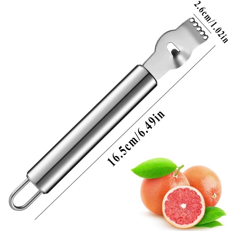 Orange Citrus Fruit Grater Peeling Knife Stainless Steel Lemon Zester Grater With Channel Knife And Hanging Loop Kitchen Gadgets