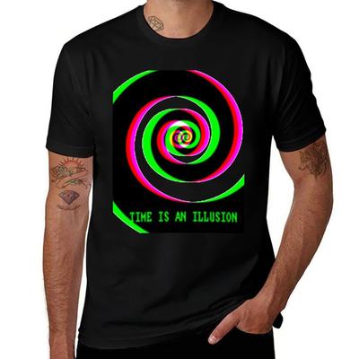 Time Is An Illusion Tshirt Simple Solid Color Crew Neck Tee Tshirt