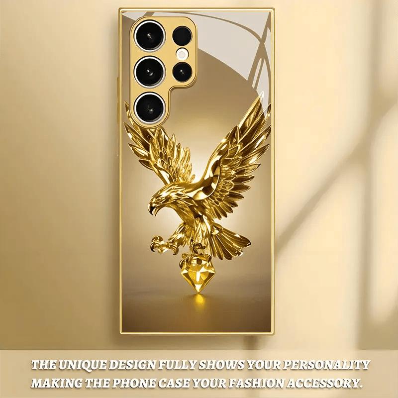 Zlatý orel Metalický lak Skleněné pouzdro na telefon Vhodné pro Samsung Galaxy S26 S25 S24 S23 S22 FE/Ultra/Plus Odolné proti pádu Zadní kryt